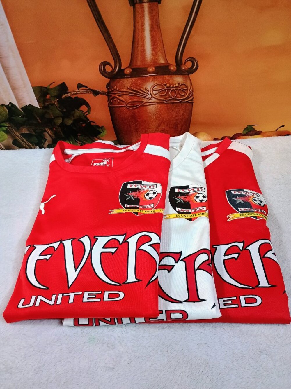 VGUC: Bundle-3pc Puma Sz S Red & White Fever United Soccer Club Uniform Jerseys